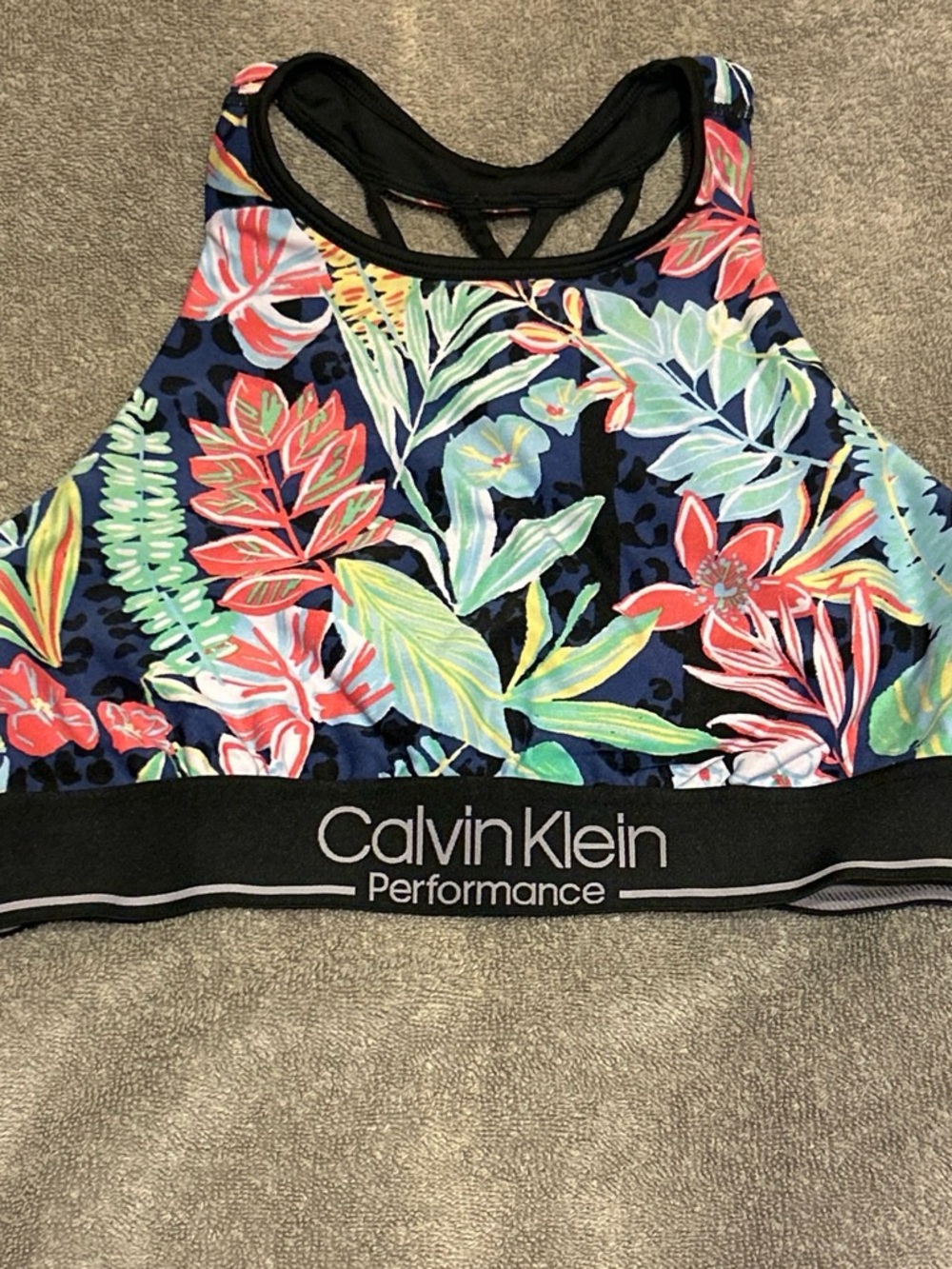 Wmns Med Calvin Klein Performance Women's Floral High-Neck Top - Multi